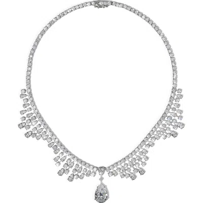 Nadri Hollywood Cubic Zirconia Statement Necklace In Silver