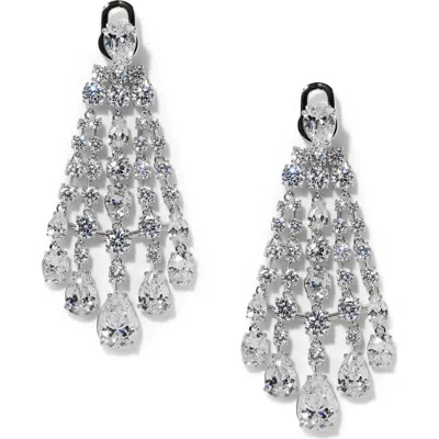Nadri Hollywood Front/back Chandelier Earrings In Silver
