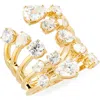 Nadri Hollywood Multi Row Cubic Zirconia Ring In Gold