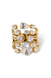 Nadri Hollywood Multi Row Cubic Zirconia Ring In Gold
