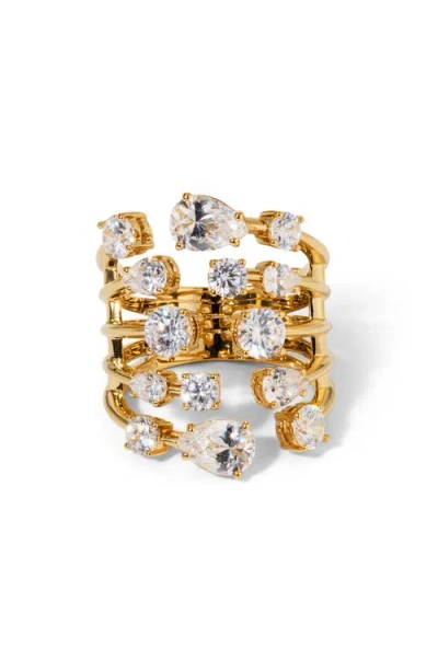 Nadri Hollywood Multi Row Cubic Zirconia Ring In Gold