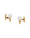Nadri Imitation Pearl Spiral C Hoop Earrings In Gold