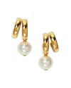 Nadri Imitation Pearl Spiral C Hoop Earrings In Gold