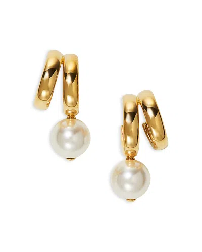 Nadri Imitation Pearl Spiral C Hoop Earrings In Gold