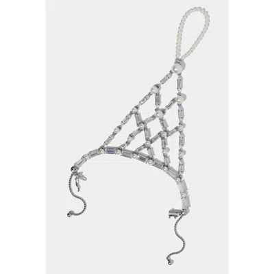 Nadri Ingrid Flower Hand Chain Bracelet In Silver