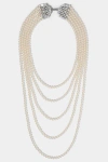 Nadri Ingrid Multi Pearl Strand Double Brooch Necklace In White
