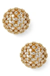 Nadri Cubic Zirconia Pave Juno Dome Stud Earrings In Gold