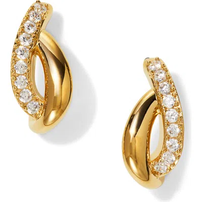 Nadri Juno Twist Pavé Cubic Zirconia J-hoop Earrings In Gold