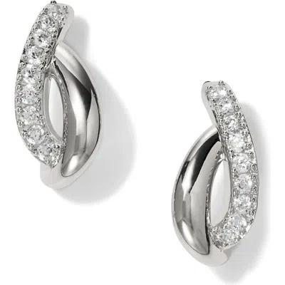Nadri Juno Twist Pavé Cubic Zirconia J-hoop Earrings In Metallic