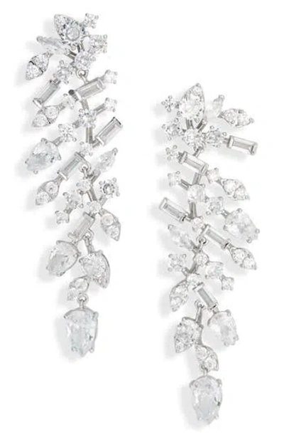 Nadri Lace Chandelier Earrings In Silver