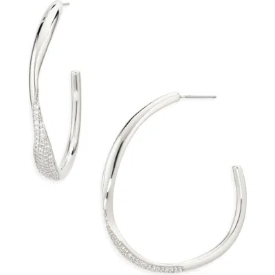 Nadri Large Alma Ribbon Hoop Earrings In Metallic