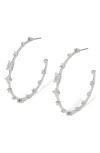 Nadri Rare Jewels Cubic Zirconia C Hoop Earrings In Rhodium Plated In Rhodium