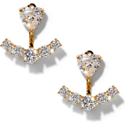 Nadri Le Bisou Cubic Zirconia Heart Ear Jacket Earrings In Metallic