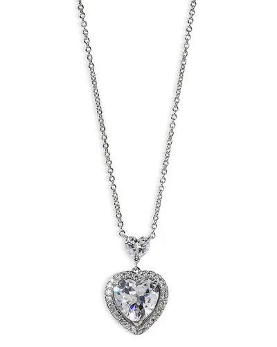 Nadri Le Bisou Halo Heart Pendant Necklace In Silver