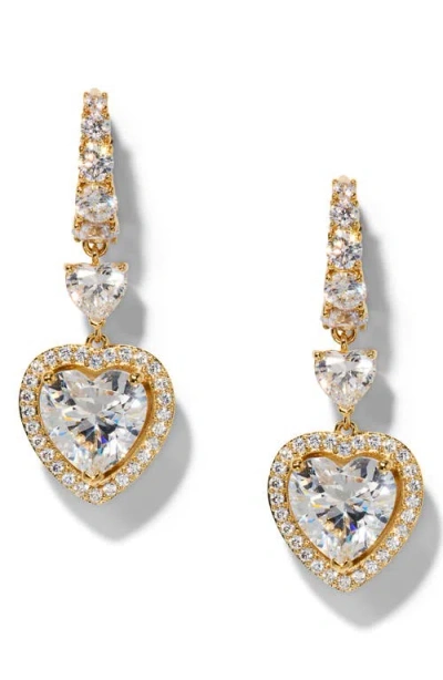 Nadri Le Bisou Halo Heart Drop Earrings In Gold
