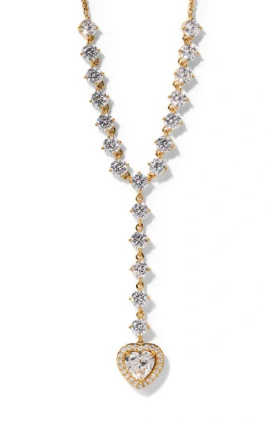 Nadri Le Bisou Halo Heart Y-necklace In Gold