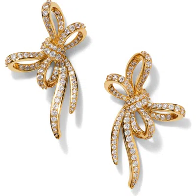 Nadri Le Bisou Pavé Bow Earrings In Gold