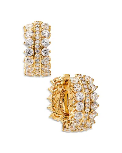 Nadri Leah Small Pave Huggie Hoop Earrings In Gold