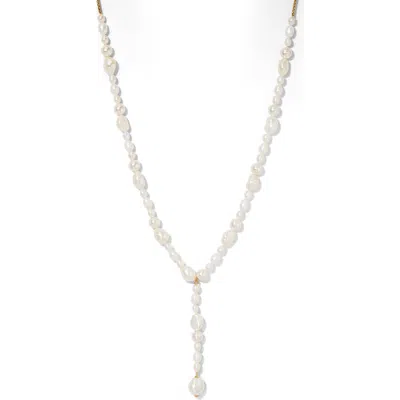 Nadri London Beaded Cultured Pearl Y-necklace In Gold