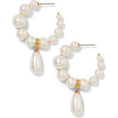 NADRI NADRI LONDON CULTURED PEARL DROP HOOP EARRINGS