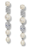 Nadri London Cultured Pearl Mixed Linear Drop Earrings