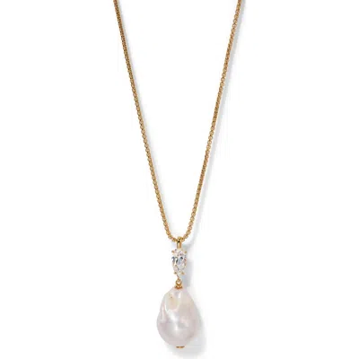 Nadri London Cultured Pearl Pendant Necklace In Gold