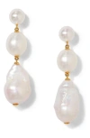 NADRI NADRI LONDON CULTURED PEARL TRIPLE DROP EARRINGS