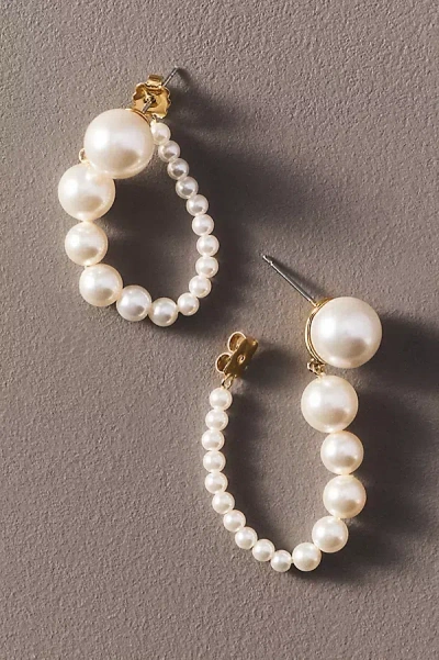 Nadri London Faux Pearl Front Back Earrings In Gold White