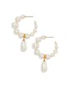 Nadri London Cultured Pearl Drop Hoop Earrings In Gold/white