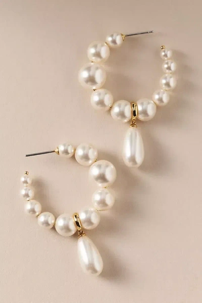 Nadri London Pearl Drop Hoop Earrings In White