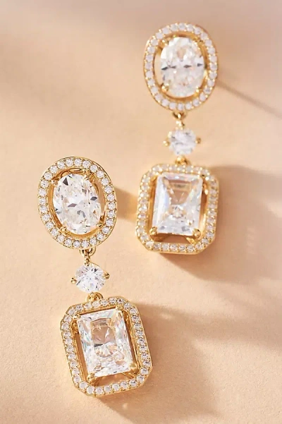 Nadri London Radiant Double-halo Drop Earrings In Gold