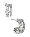 Nadri Love All Cubic Zirconia & Synthetic Corundum Double Row Hoop Earrings In Silver
