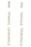 Nadri Love All Cubic Zirconia Drop Earrings In 18k Gold Plated, Set Of 3 In Gold