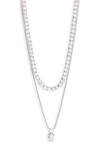 Nadri Loveall Layered Cz Chain Necklace In Metallic