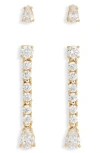 Nadri Loveall Set Of 2 Cubic Zirconia Stud & Linear Drop Earrings In Gold