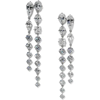 Nadri Lucia Cubic Zirconia Double Linear Drop Earrings In Silver