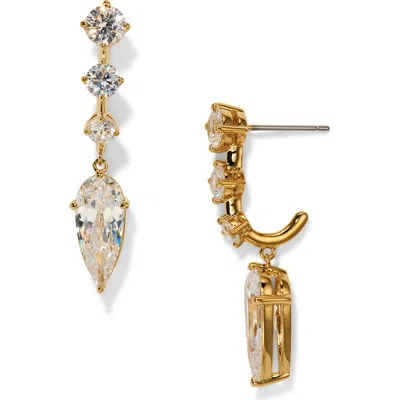 Nadri Lucia Cubic Zirconia Drop J Hoop Earrings In Gold