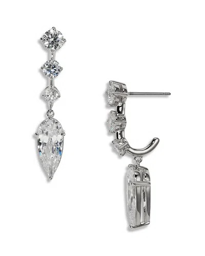 Nadri Lucia Cz J Hoop Drop Earrings, 1.4l In Silver