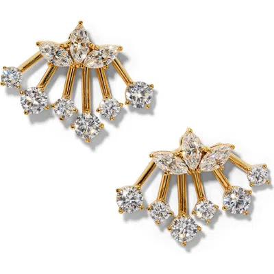 Nadri Lucia Front Back Ear Jackets In Red