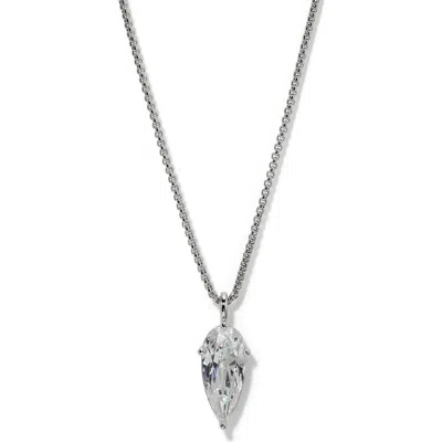 Nadri Lucia Teardrop Cubic Zirconia Pendant Necklace In Metallic