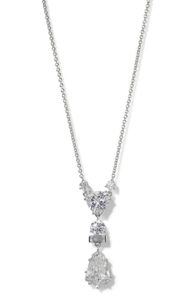 Nadri Luxor Kite Cubic Zirconia Drop Necklace In Silver