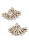 Nadri Luxur Fan Crystal Jacket Earrings In Gold
