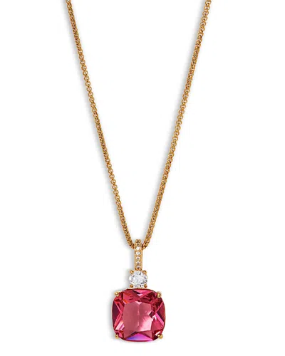 Nadri Macaron Cubic Zirconia Clear & Color Cushion Pendant Necklace, 16-18 In Gold/pink