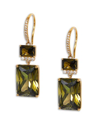 Nadri Macaron Cubic Zirconia Double Drop Earrings In 18k Gold Plated In Gold/green