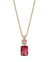 Nadri Macaron Cubic Zirconia Double Drop Pendant Necklace In 18k Gold Plated, 16-18 In Gold/pink