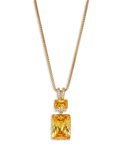 Nadri Macaron Cubic Zirconia Double Drop Pendant Necklace In 18k Gold Plated, 16-18 In Gold/yellow