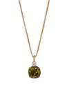 Nadri Macaron Cubic Zirconia Pendant Necklace In 18k Gold Plated, 16-18 In Gold/green