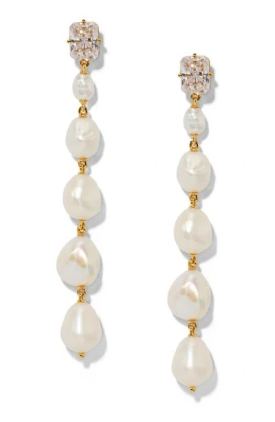 Nadri Madrid Cultured Pearl Linear Drop Earrings In White