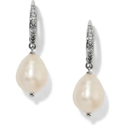 Nadri Madrid Freshwater Pearl Double Drop Earrings In Silver