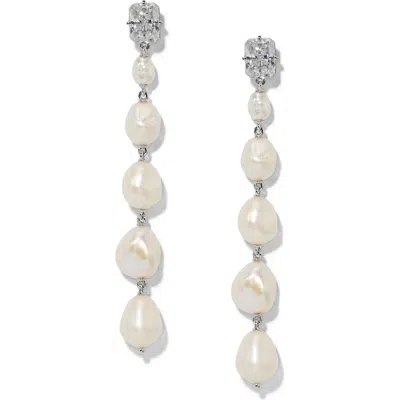 Nadri Madrid Freshwater Pearl Linear Drop Earrings In Silver
